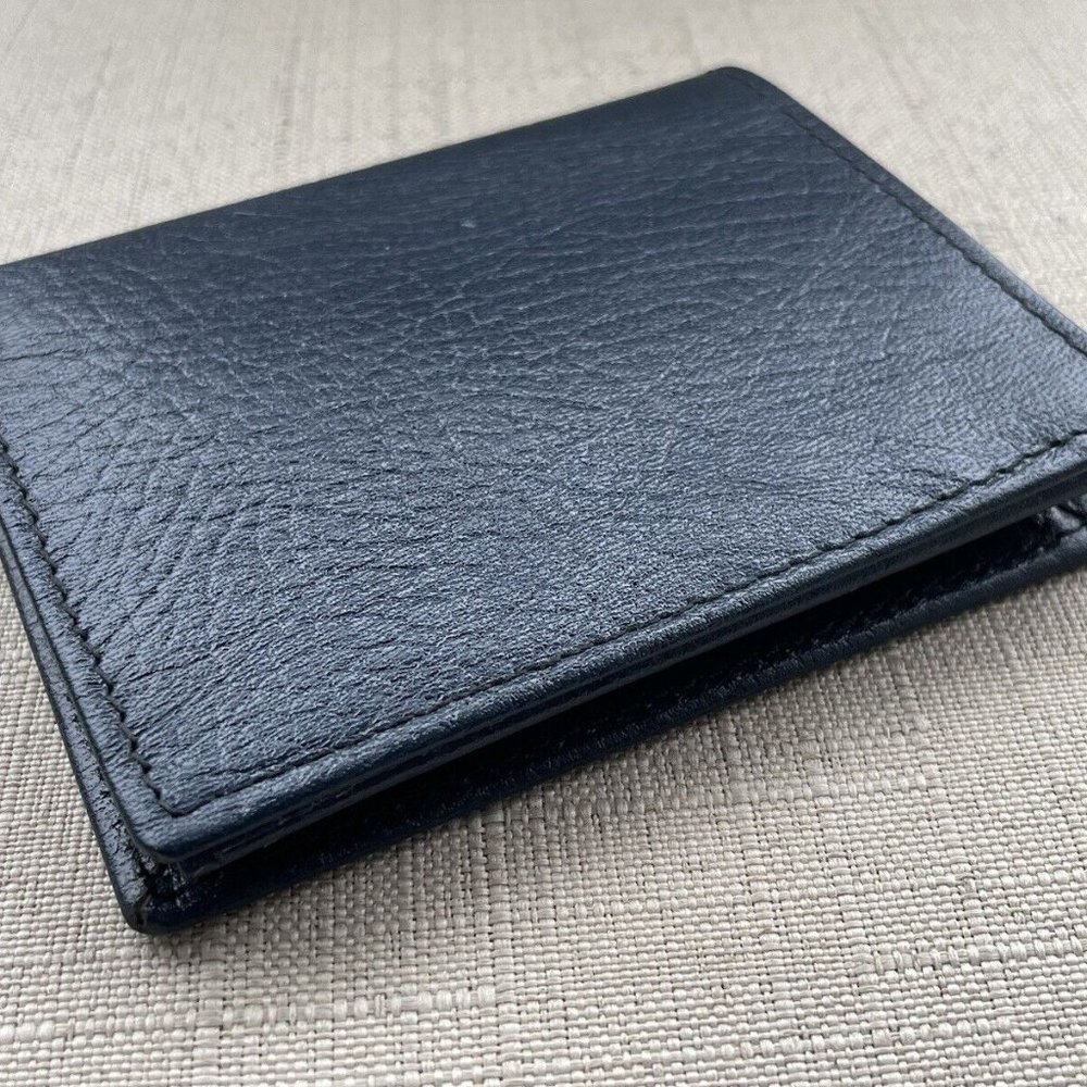 Cardholder Wallet Navy Blue Genuine Leather Billfold Handmade Money Purse New